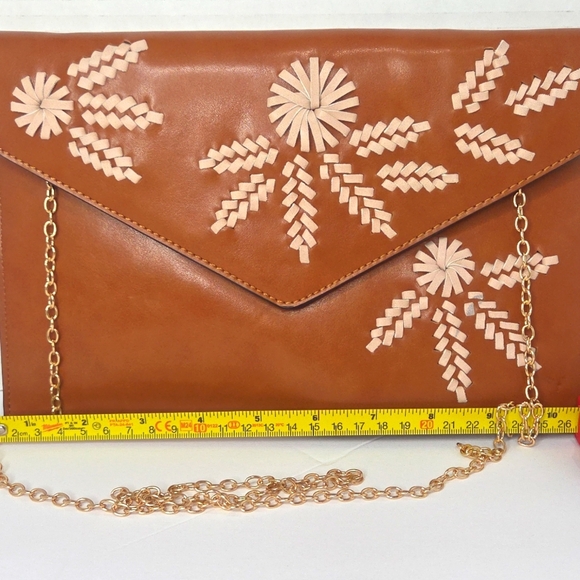 Handbags - Brown and Cream Floral Pattern Clutch